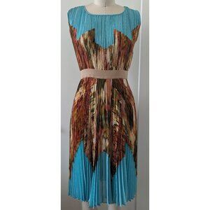 BCBGMAXAZRIA Pleated Chiffon Printed Dress Size S